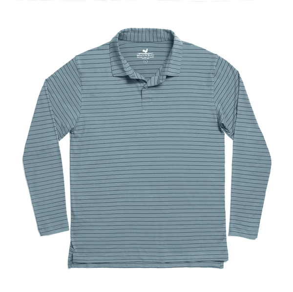 Pima Cotton Long Sleeve Polo Shirt | Beach & Barn - Beach