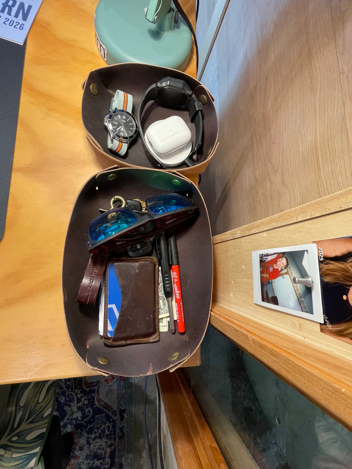 Surfing Rooster Leather Catch-All