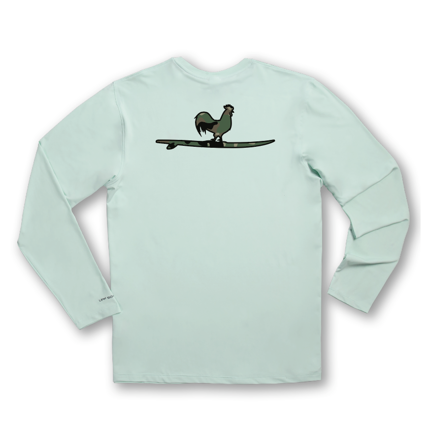 Camo Surfing Rooster Sunshelter Shirt