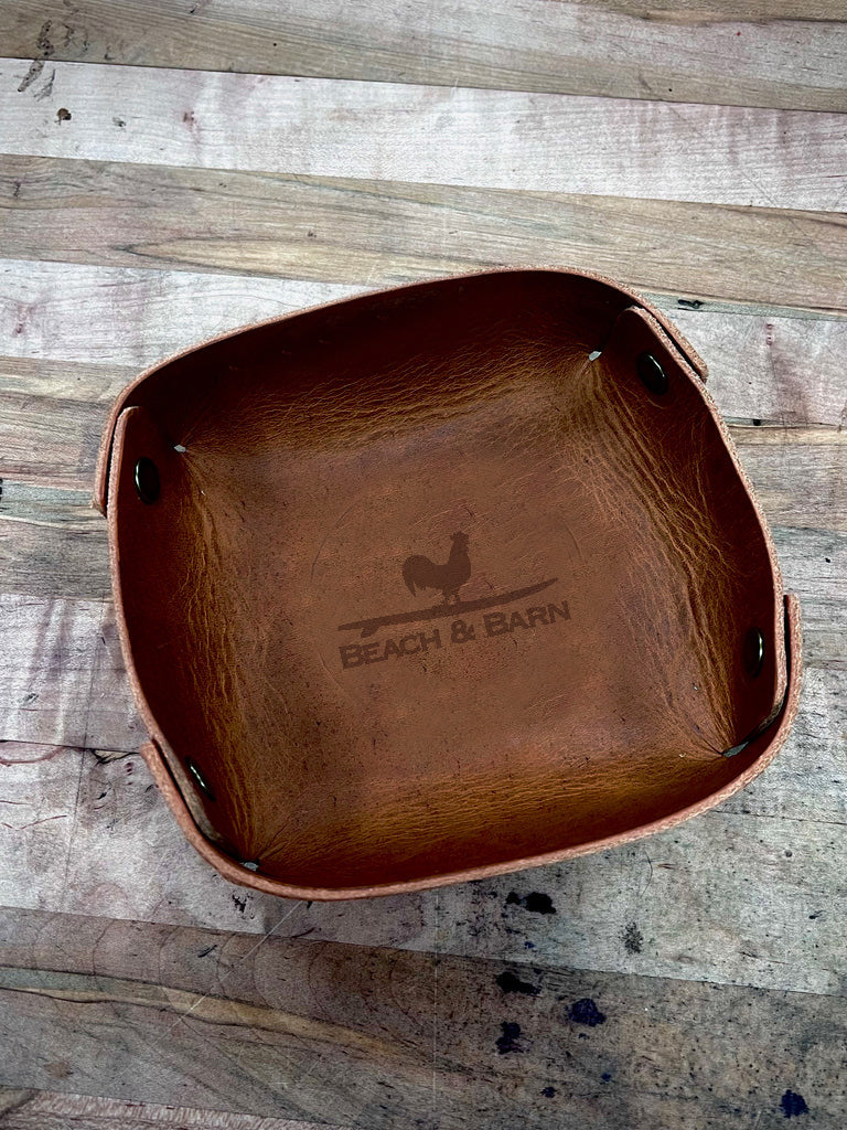 Surfing Rooster Leather Catch-All