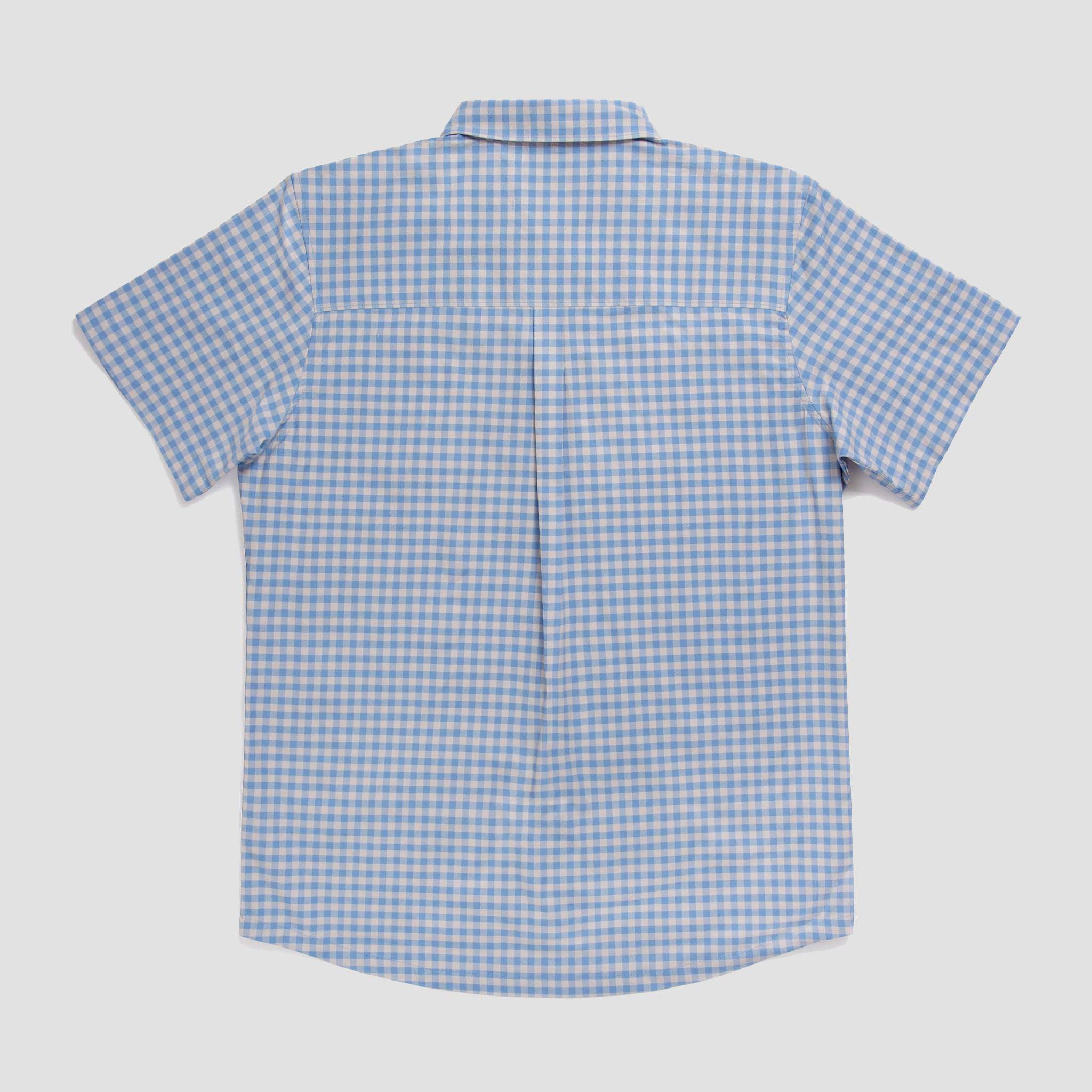 Light Grey Check Short Sleeve Button-Up Shirt | Beach & Barn - Beach and Barn Light Grey Check Short Sleeve Button-Up Shirt | Beach & Barn - Beach and Barn