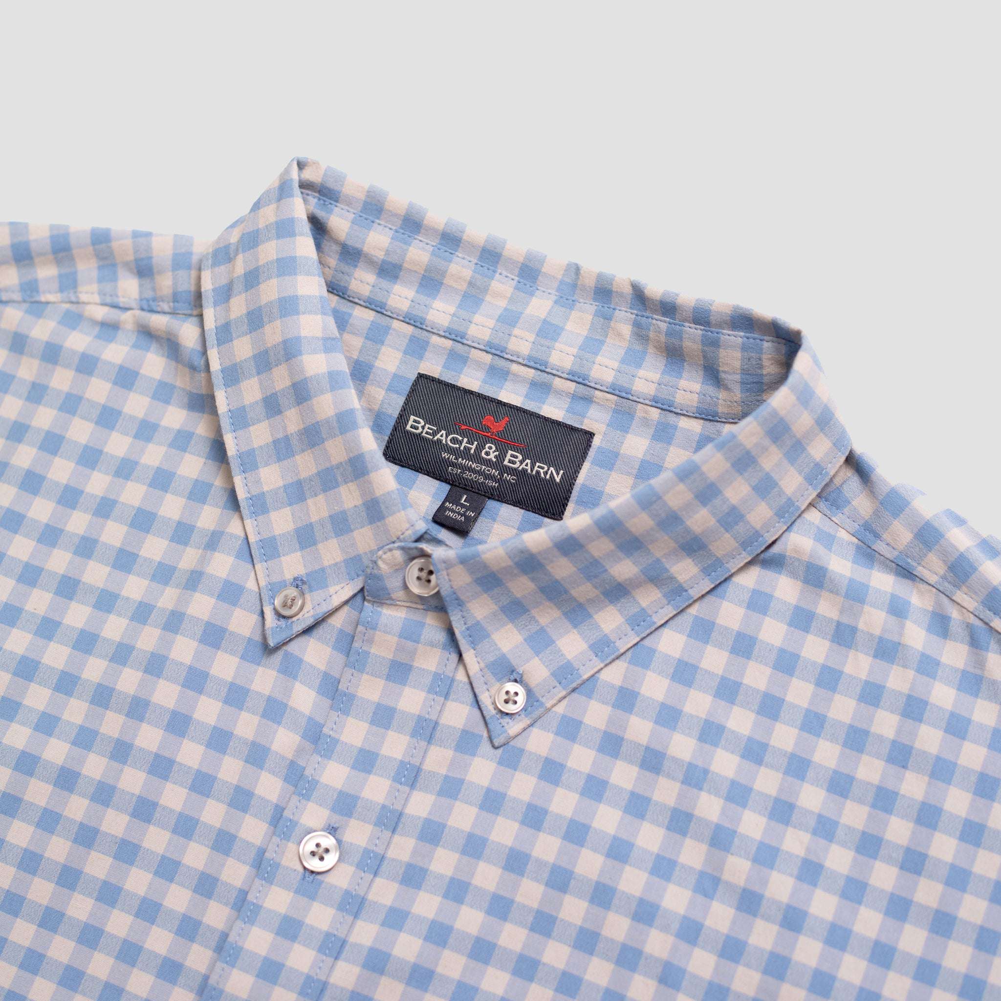 Light Grey Check Short Sleeve Button-Up Shirt | Beach & Barn - Beach and Barn Light Grey Check Short Sleeve Button-Up Shirt | Beach & Barn - Beach and Barn